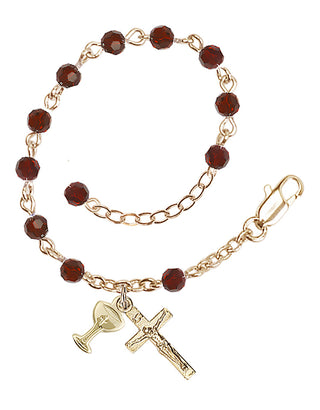 Adjustable Gold Plated 4mm Crystal Scapular Rosary | Garnet