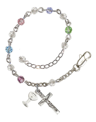 Adjustable Silver Plated 4mm Crystal Scapular Rosary | Multi-Color