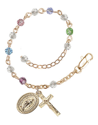 Adjustable Gold Plated 4mm Crystal Scapular Rosary | Multi-Color