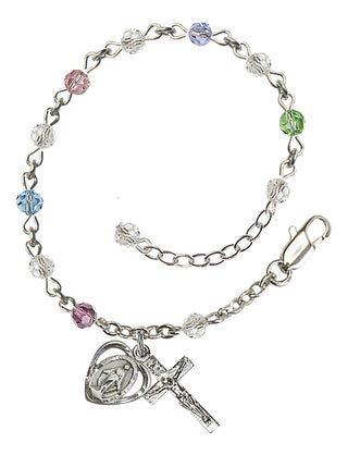 Adjustable Silver Plated 4mm Crystal Scapular Rosary | Multi-Color