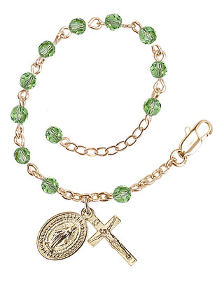 Adjustable Gold Plated 4mm Crystal Scapular Rosary | Peridot
