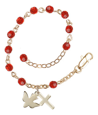 Adjustable Gold Plated 4mm Crystal Scapular Rosary | Ruby