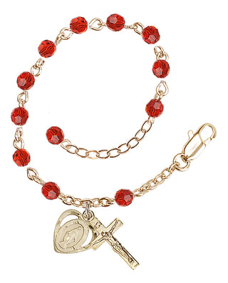 Adjustable Gold Plated 4mm Crystal Scapular Rosary | Ruby