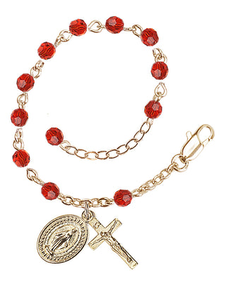 Adjustable Gold Plated 4mm Crystal Scapular Rosary | Ruby