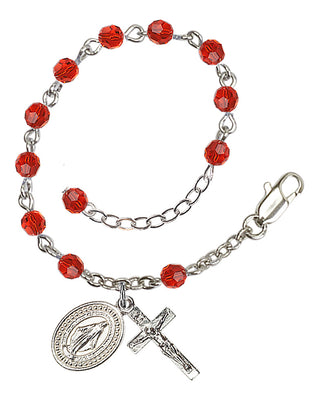 Adjustable Silver Plated 4mm Crystal Scapular Rosary | Ruby