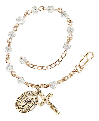 Adjustable Gold Plated 4mm Fire Polished Rosary Bracelet in Crystal