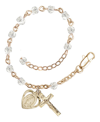 Adjustable Gold Plated 4mm Fire Polished Rosary Bracelet in Crystal