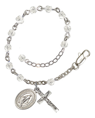 Adjustable Silver Plated 4mm Fire Polished Rosary Bracelet in Crystal