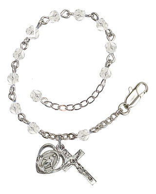 Adjustable Silver Plated 4mm Fire Polished Rosary Bracelet in Crystal