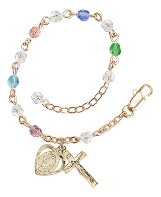 Adjustable Gold Plated 4mm Fire Polished Rosary Bracelet in Multi-Color