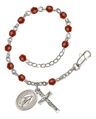 Adjustable Silver Plated 4mm Fire Polished Rosary Bracelet in Ruby
