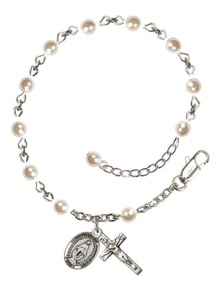 Adjustable Sterling Silver 4mm Faux Pearl Rosary Bracelet