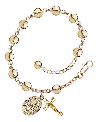 Adjustable Gold Plated 6mm Rosary Bracelet