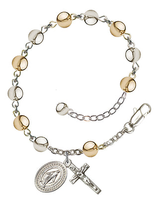 Adjustable Silver Plated 6mm Rosary Bracelet