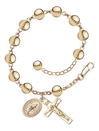 Adjustable Gold Plated 7mm Rosary Bracelet
