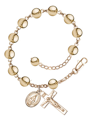 Adjustable 14 Karat Gold 7mm Rosary Bracelet