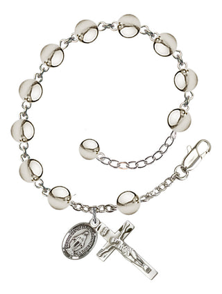 Adjustable Sterling Silver 7mm Rosary Bracelet