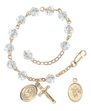 Adjustable Gold Plated 6mm Austrian Crystal Rosary Bracelet in Crystal