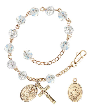 Adjustable Gold Plated 6mm Austrian Crystal Rosary Bracelet in Crystal