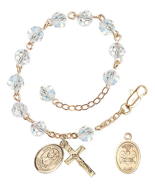 Adjustable Gold Plated 6mm Austrian Crystal Rosary Bracelet in Crystal