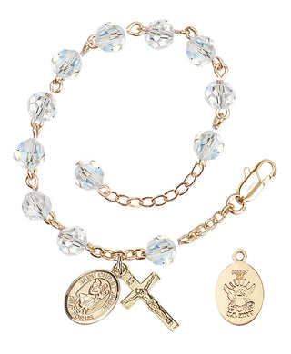 Adjustable Gold Plated 6mm Austrian Crystal Rosary Bracelet in Crystal
