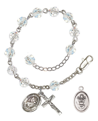 Adjustable Silver Plated 6mm Austrian Crystal Rosary Bracelet in Crystal