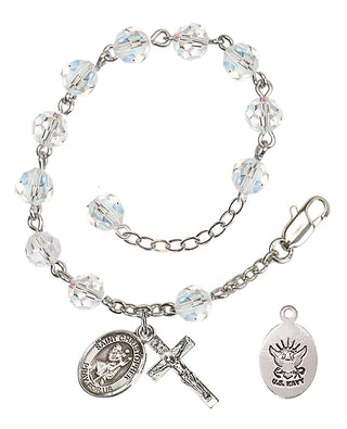 Adjustable Silver Plated 6mm Austrian Crystal Rosary Bracelet in Crystal