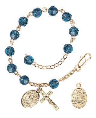 Adjustable Gold Plated 6mm Austrian Crystal Rosary Bracelet in Indocolite