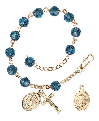 Adjustable Gold Plated 6mm Austrian Crystal Rosary Bracelet in Indocolite