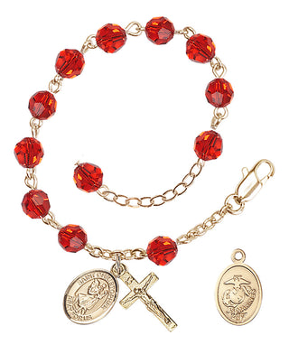 Adjustable Gold Plated 6mm Austrian Crystal Rosary Bracelet in Ruby