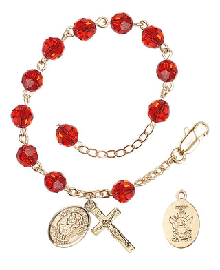 Adjustable Gold Plated 6mm Austrian Crystal Rosary Bracelet in Ruby
