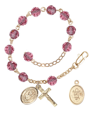 Adjustable Gold Plated 6mm Austrian Crystal Rosary Bracelet in Rose