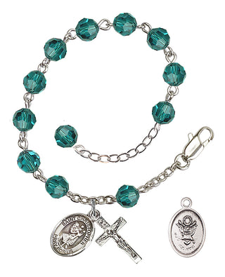 Adjustable Silver Plated 6mm Austrian Crystal Rosary Bracelet in Zircon