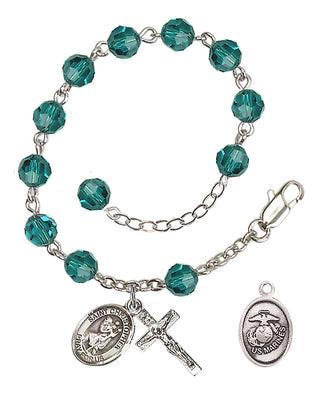 Adjustable Silver Plated 6mm Austrian Crystal Rosary Bracelet in Zircon