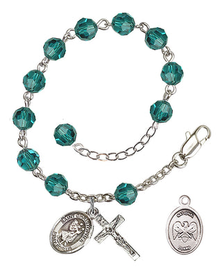 Adjustable Silver Plated 6mm Austrian Crystal Rosary Bracelet in Zircon