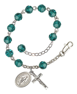 Adjustable Silver Plated 6mm Austrian Crystal Rosary Bracelet in Zircon
