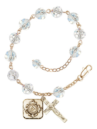 Adjustable Gold Plated 8mm Austrian Crystal Rosary Bracelet in Crystal