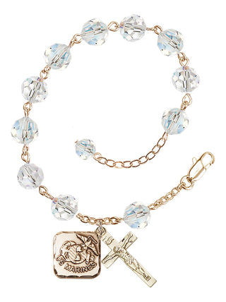 Adjustable Gold Plated 8mm Austrian Crystal Rosary Bracelet in Crystal