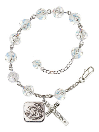 Adjustable Silver Plated 8mm Austrian Crystal Rosary Bracelet in Crystal