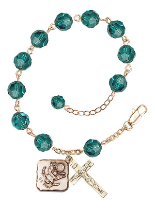 Adjustable Gold Plated 8mm Austrian Crystal Rosary Bracelet in Zircon