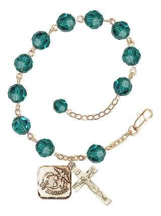 Adjustable Gold Plated 8mm Austrian Crystal Rosary Bracelet in Zircon