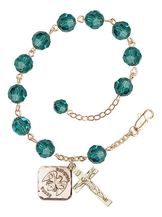 Adjustable Gold Plated 8mm Austrian Crystal Rosary Bracelet in Zircon