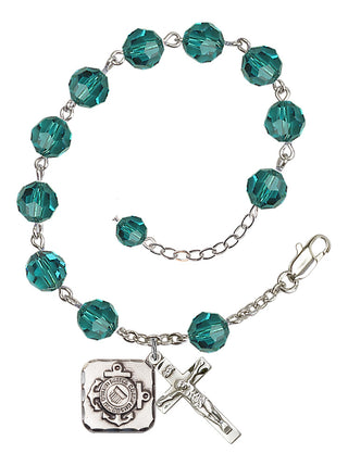 Adjustable Silver Plated 8mm Austrian Crystal Rosary Bracelet in Zircon