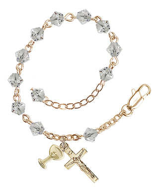Adjustable Gold Plated 5mm Austrian Crystal Rosary Bracelet in Crystal