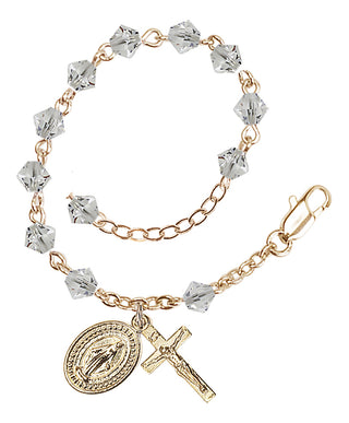 Adjustable Gold Plated 5mm Austrian Crystal Rosary Bracelet in Crystal