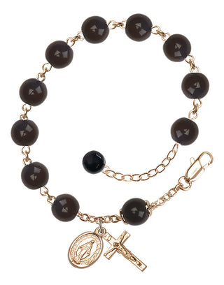 Adjustable 14 Karat Gold-Filled 8mm Black Onyx Rosary Bracelet