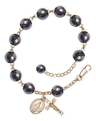 Adjustable 14 Karat Gold 8mm Black Onyx Rosary Bracelet
