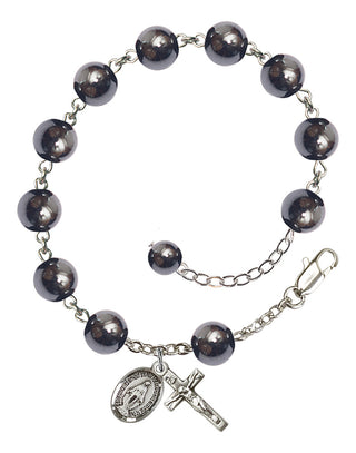 Adjustable Sterling Silver 8mm Black Onyx Rosary Bracelet