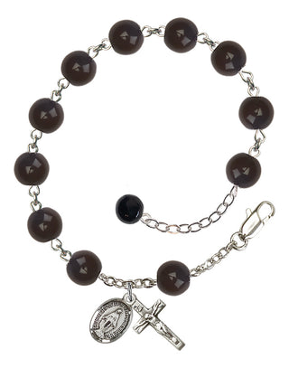Adjustable Sterling Silver 8mm Black Onyx Rosary Bracelet