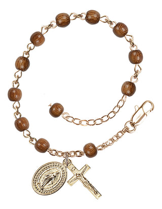 Adjustable 14 Karat Gold-Filled 4mm Wood Rosary Bracelet